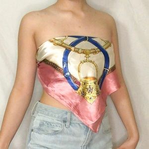Satin scarf wrap top